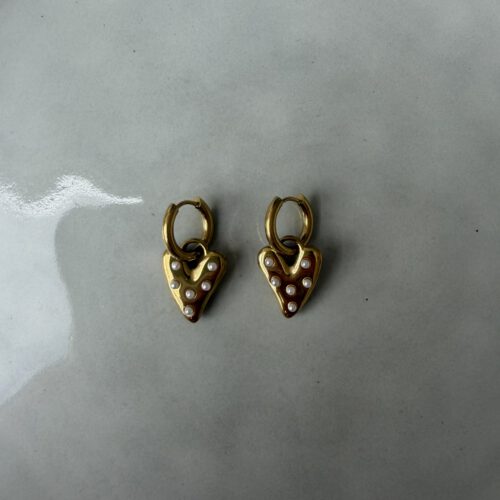 Heart Pearl Oorbellen goud