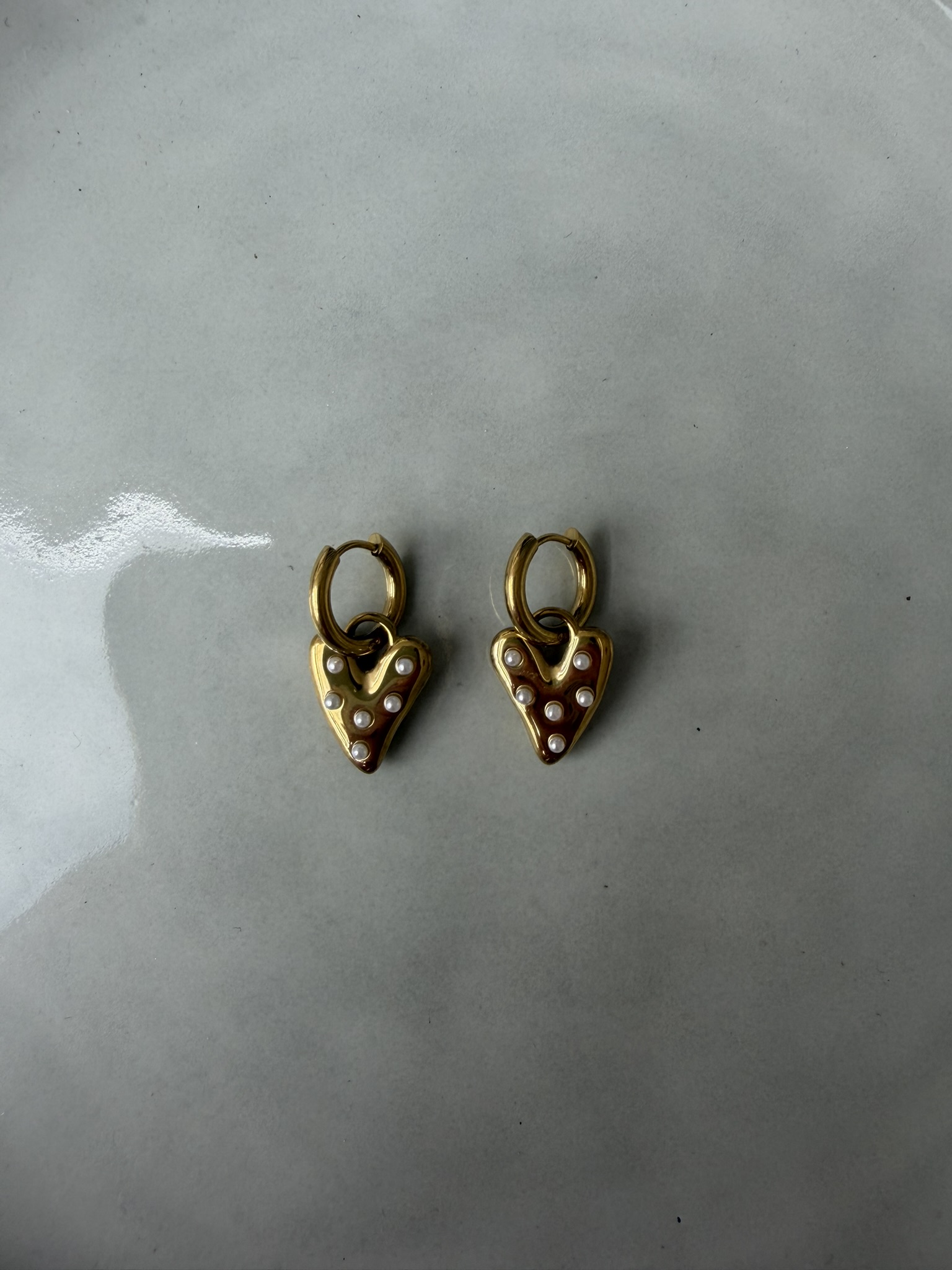 Heart Pearl Oorbellen goud