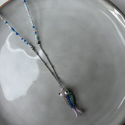Vis Ketting blauw/zilver