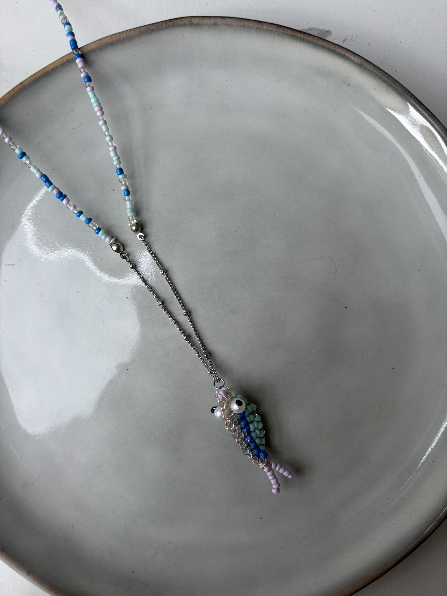 Vis Ketting blauw/zilver