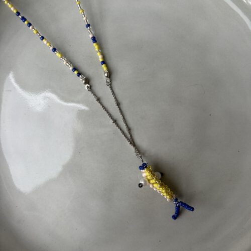 Vis Ketting geel/blauw/zilver