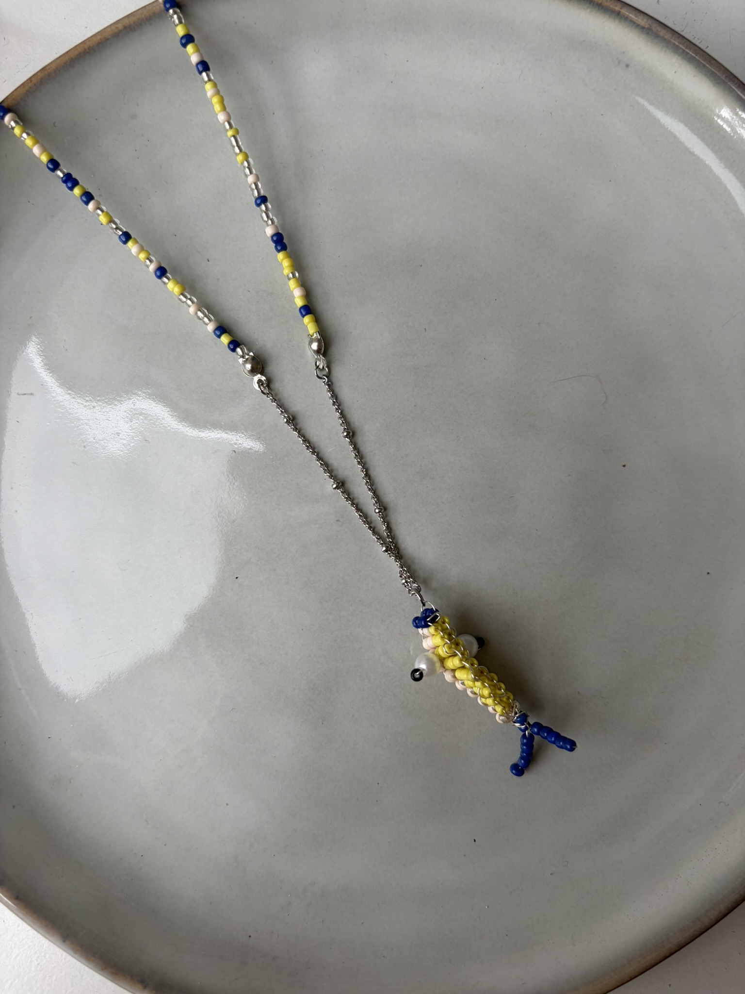 Vis Ketting geel/blauw/zilver