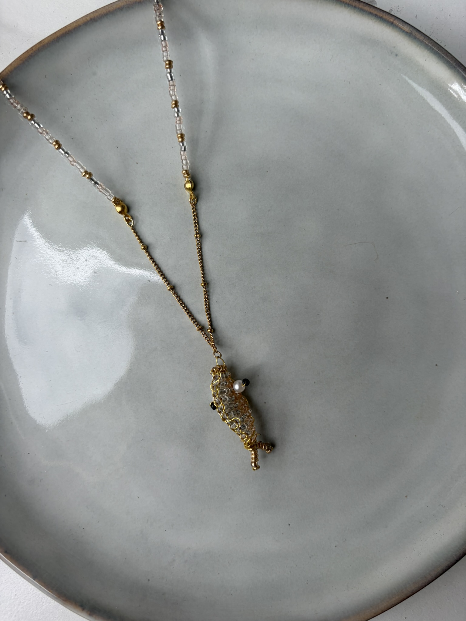 Vis Ketting doorzichtig/goud