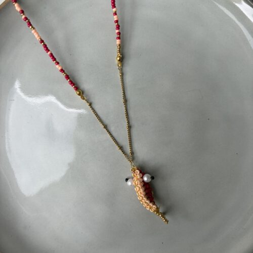 Vis Ketting oranje/roze/goud