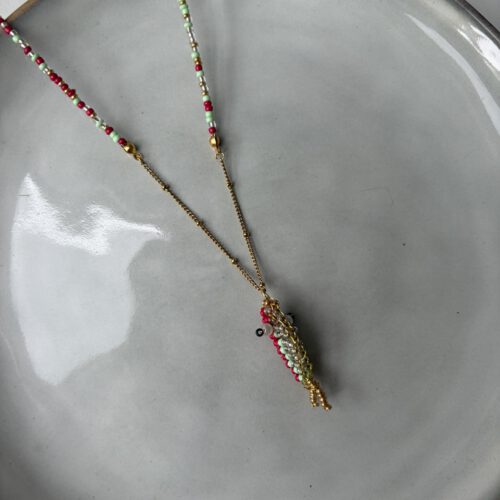 Vis Ketting roze/groen/goud