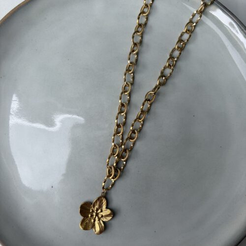 Chunky Chain Flower Ketting goud