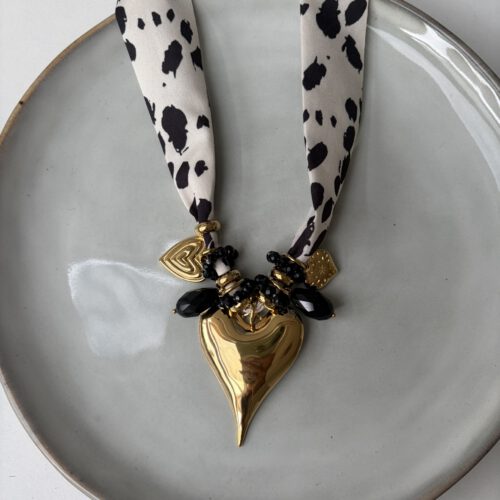 Statemant Heart Rope Ketting zwart/wit