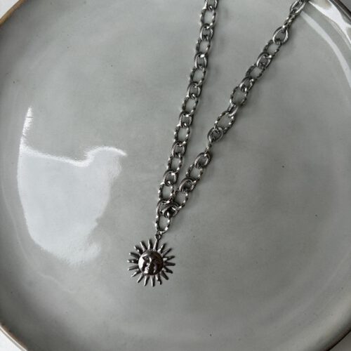 Chunky Chain Sunflower Ketting zilver