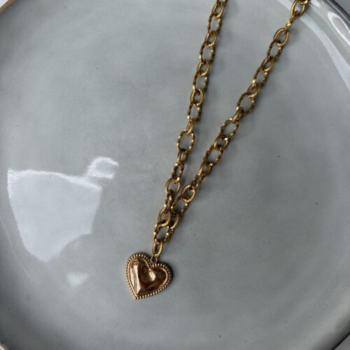 Chunky Chain Heart Ketting goud