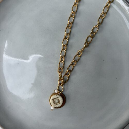 Chunky Chain Beige Ketting goud