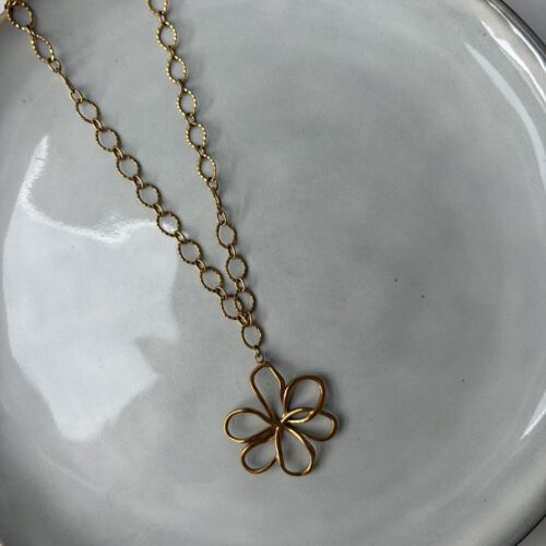 Open Flower Ketting goud