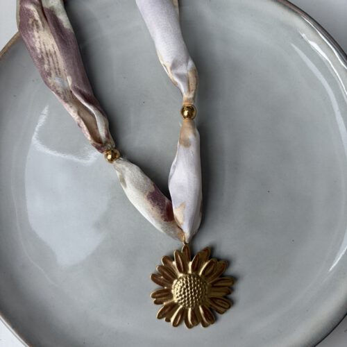 Statemant Rope Flower ketting beige/goud
