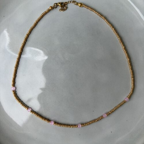 Basic Pink Beads Ketting goud