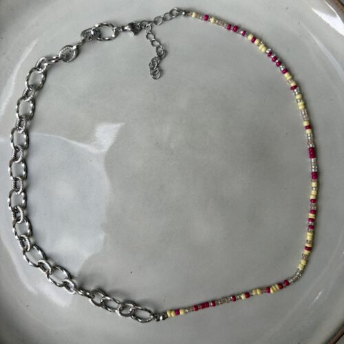 Bead & Chain Ketting geel
