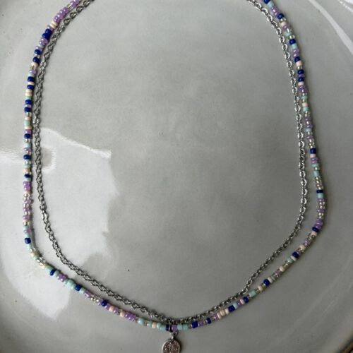 Dubble Chain Ketting blauw/zilver