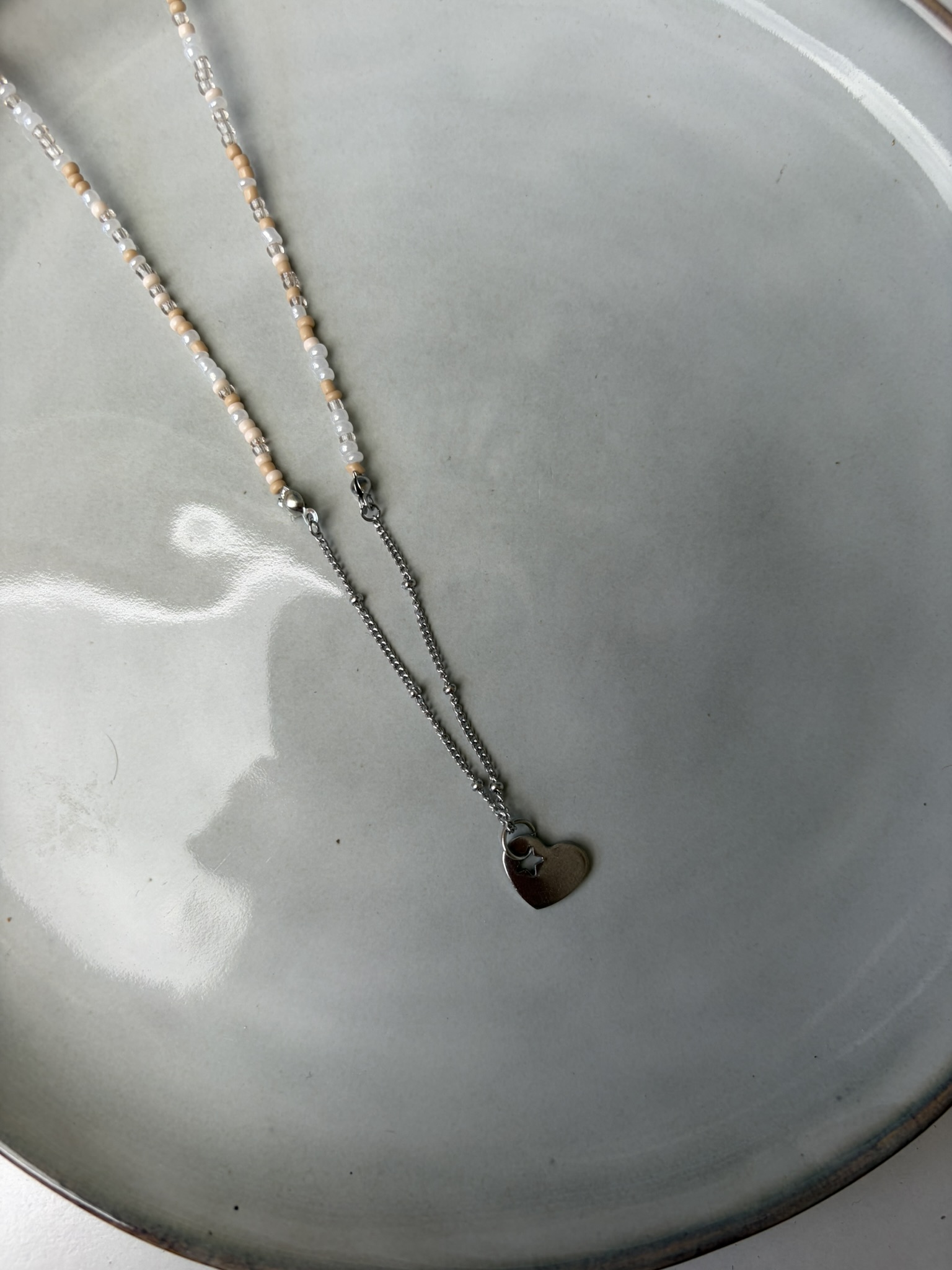 50/50 Ketting beige/zilver