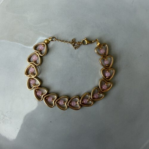 Pink Hearts Armband goud