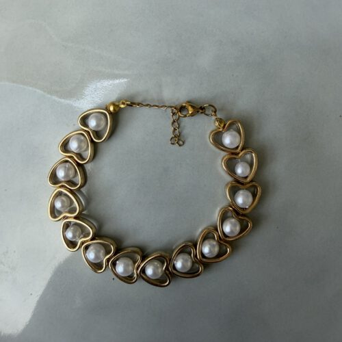 White Hearts Armband goud