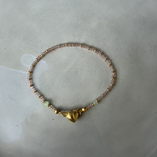 Hart Magneet Armband roze/groen