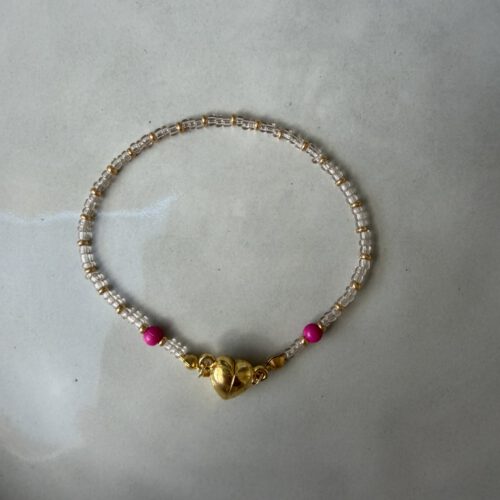 Hart Magneet Armband roze/fusschia