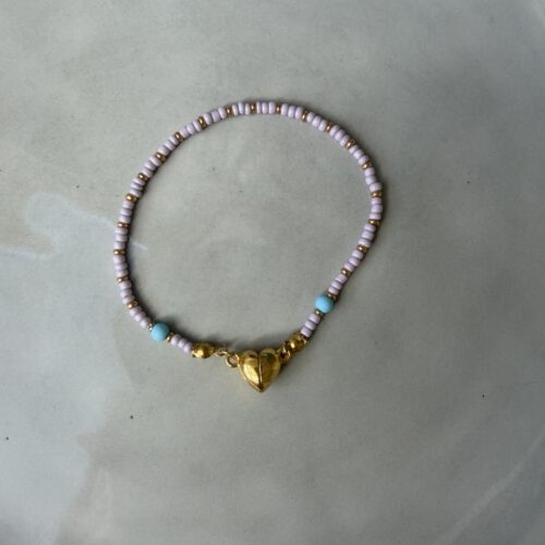 Hart Magneet Armband blauw/lila