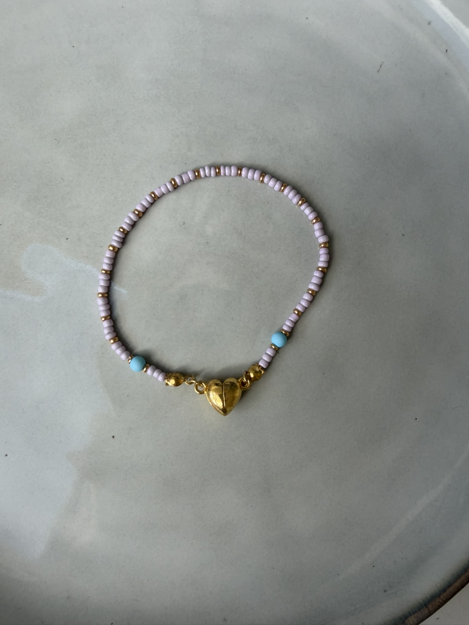 Hart Magneet Armband blauw/lila