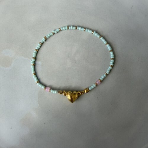 Hart Magneet Armband turquoise/lila