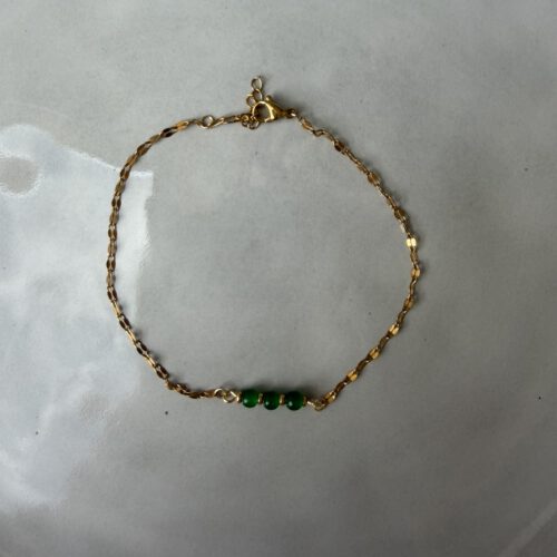 3 Beads Armband donkergroen