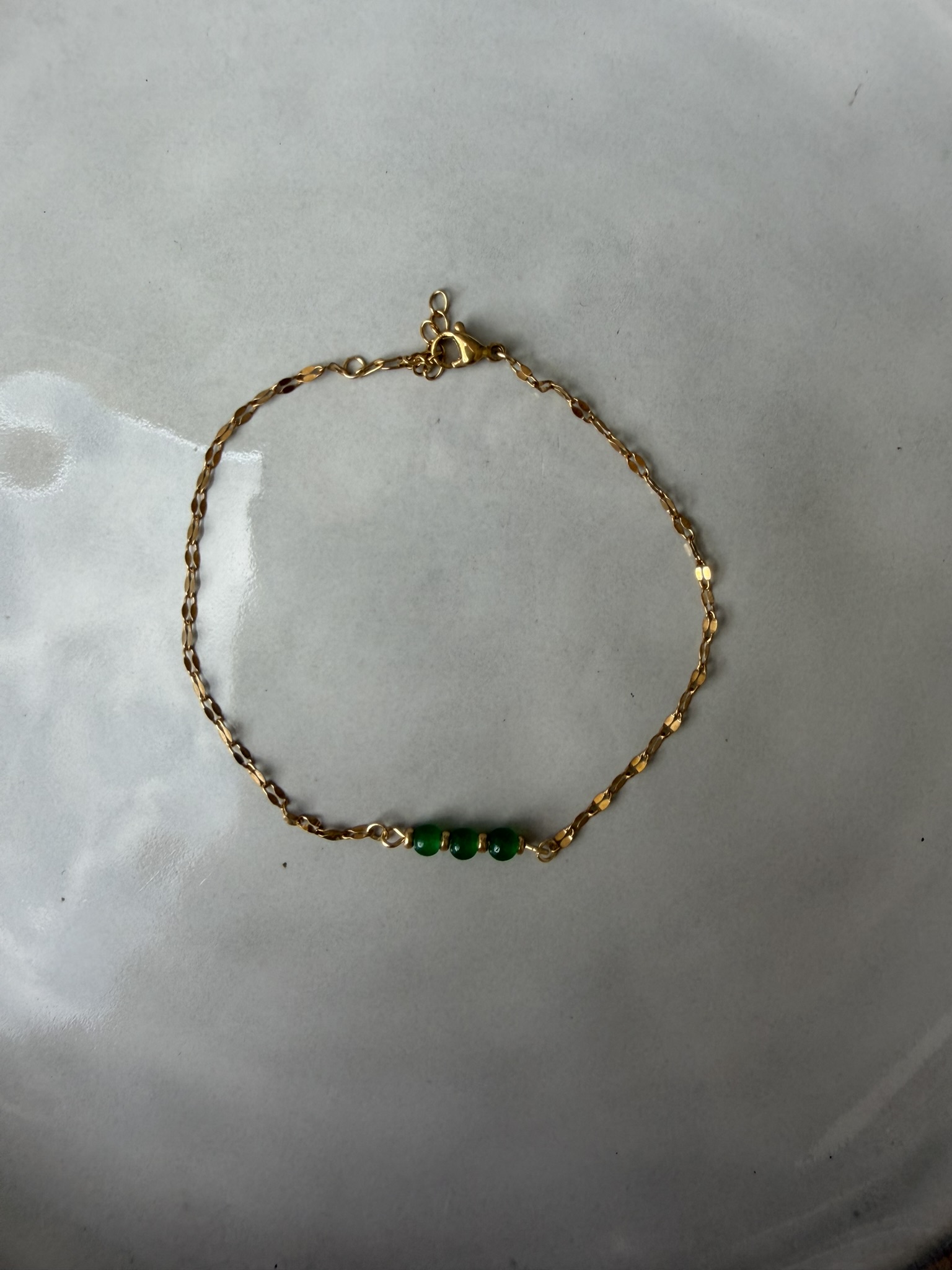 3 Beads Armband donkergroen