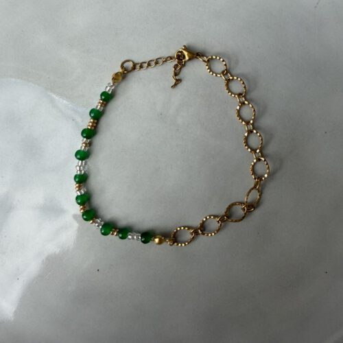 50/50 Beads Armband donkergroen