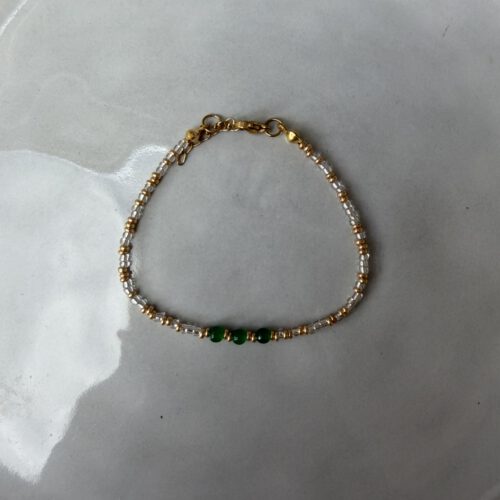 3 Beads Kralen Armband donkergroen