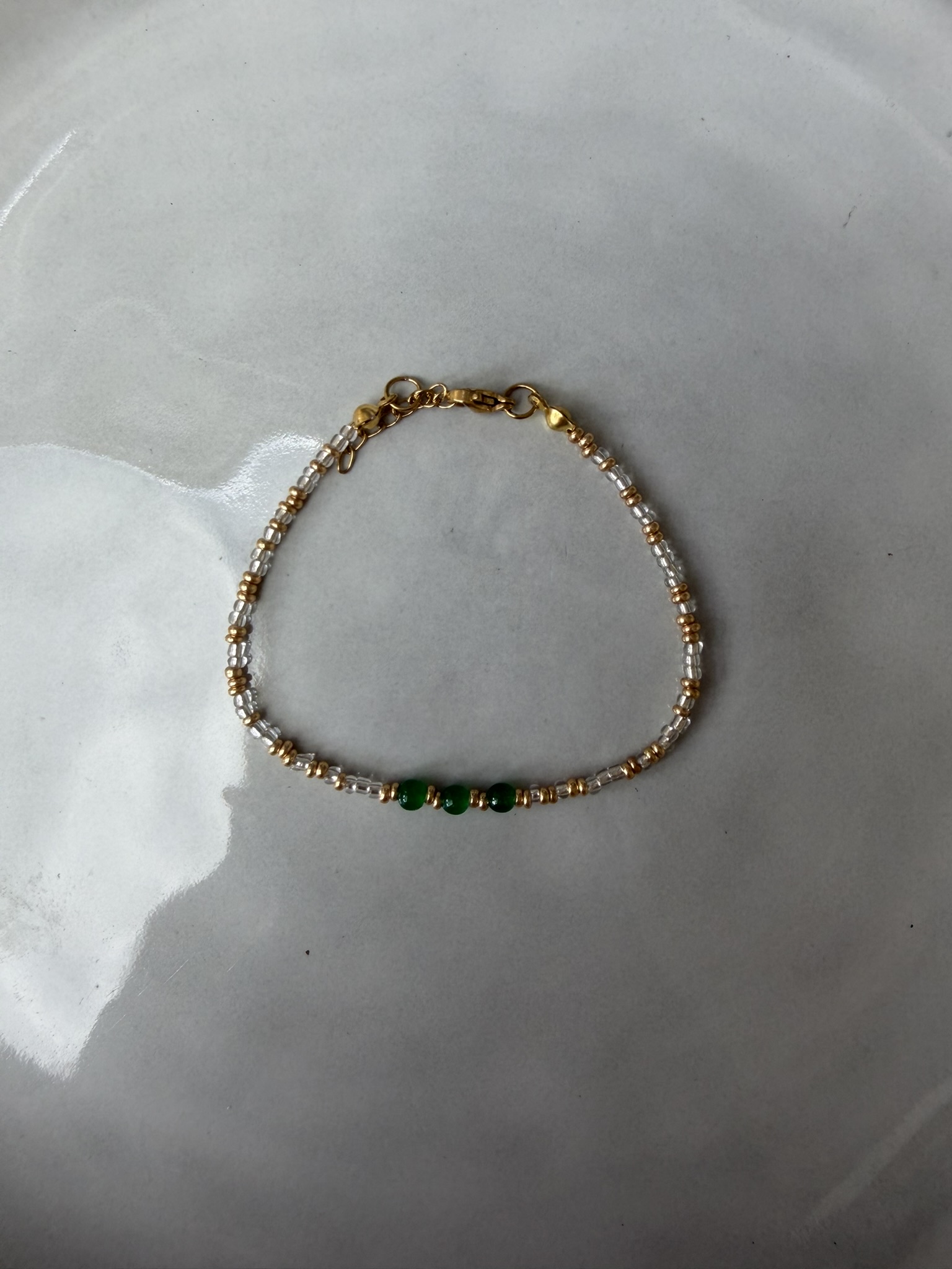 3 Beads Kralen Armband donkergroen
