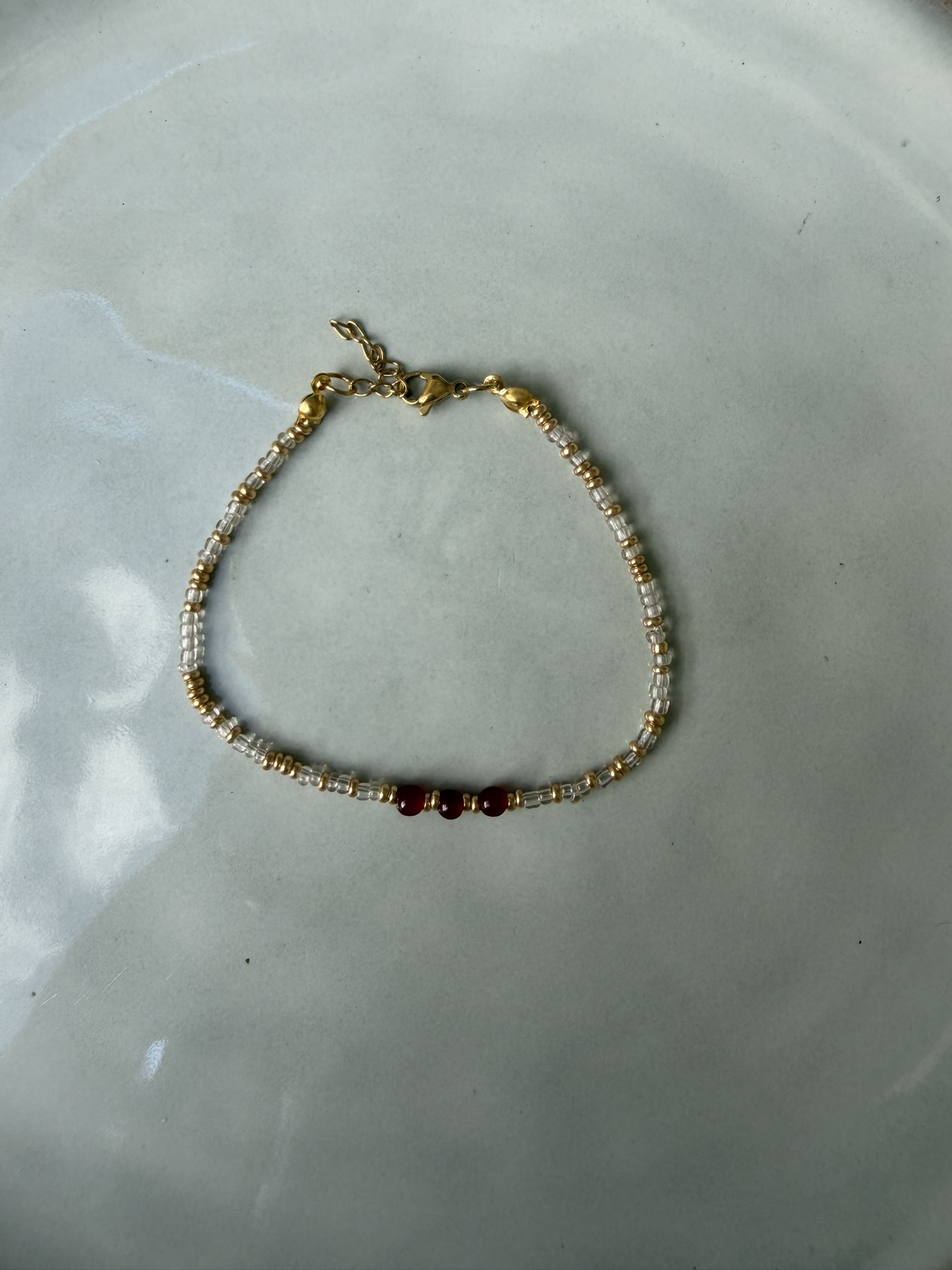 3 Beads Kralen Armband bordeaux